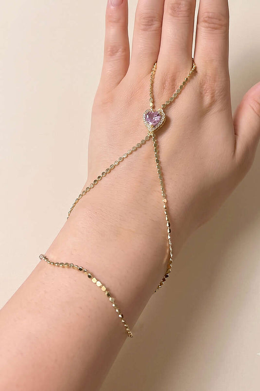 Pembe Kalp Taşlı Şahmeran Gold