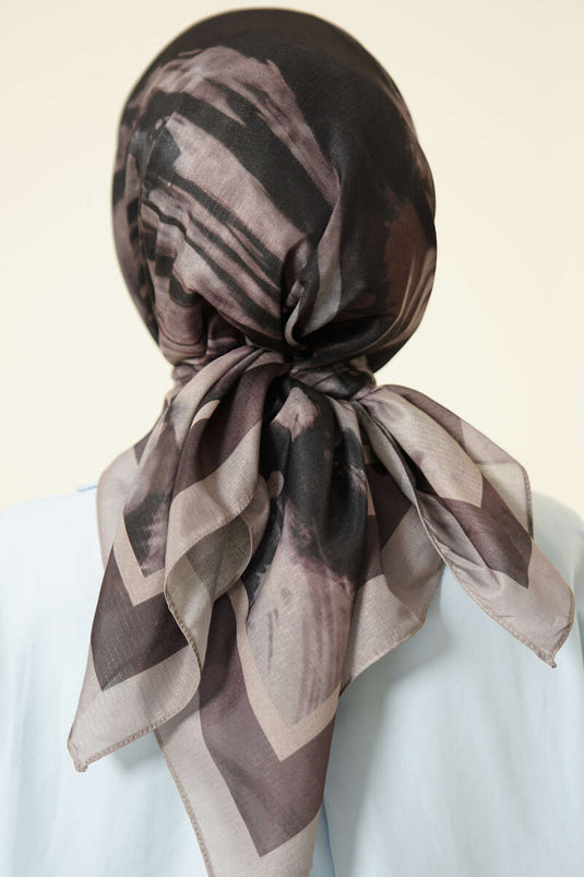 Foulard Lina à motif Penç gris pierre