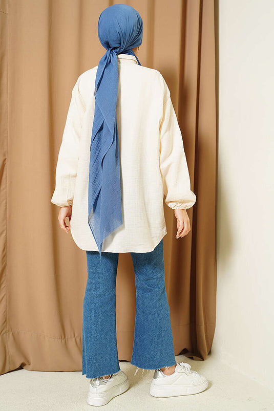 Chemise en mousseline brodée Pingouin beige