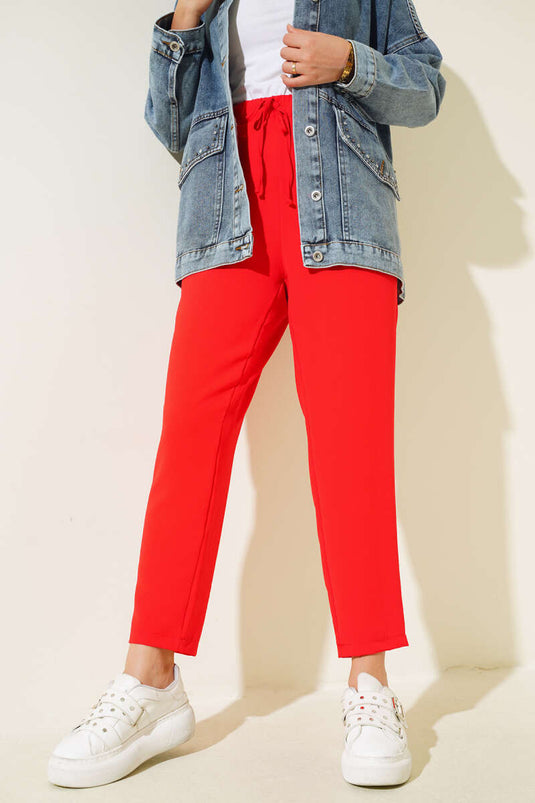 Pantalon Skinny Détaillé Dart Rouge