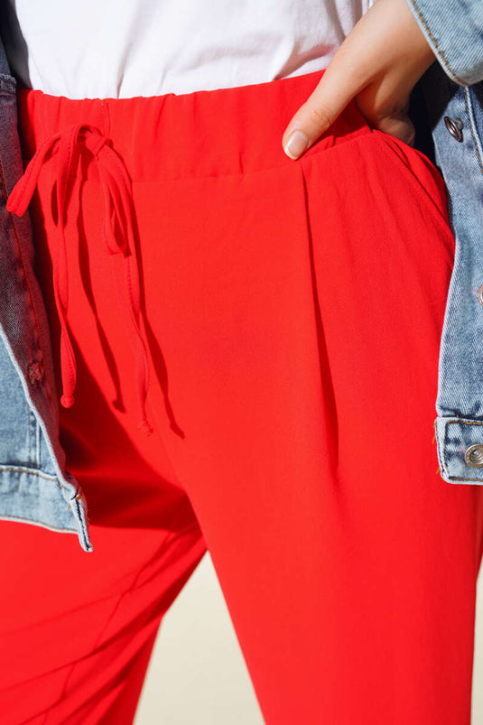 Pantalon Skinny Détaillé Dart Rouge