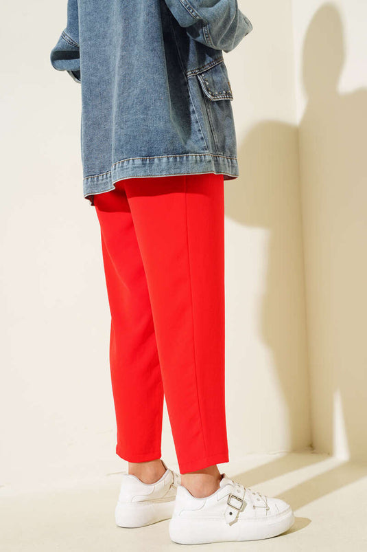 Pantalon Skinny Détaillé Dart Rouge