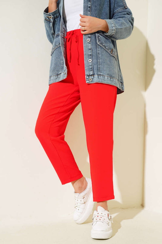 Pantalon Skinny Détaillé Dart Rouge