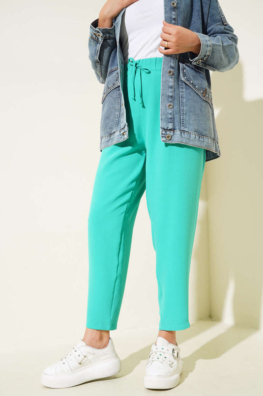 Dart gedetailleerde skinny broek aquagroen