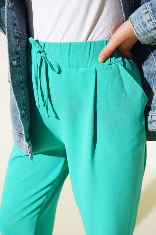 Dart gedetailleerde skinny broek aquagroen