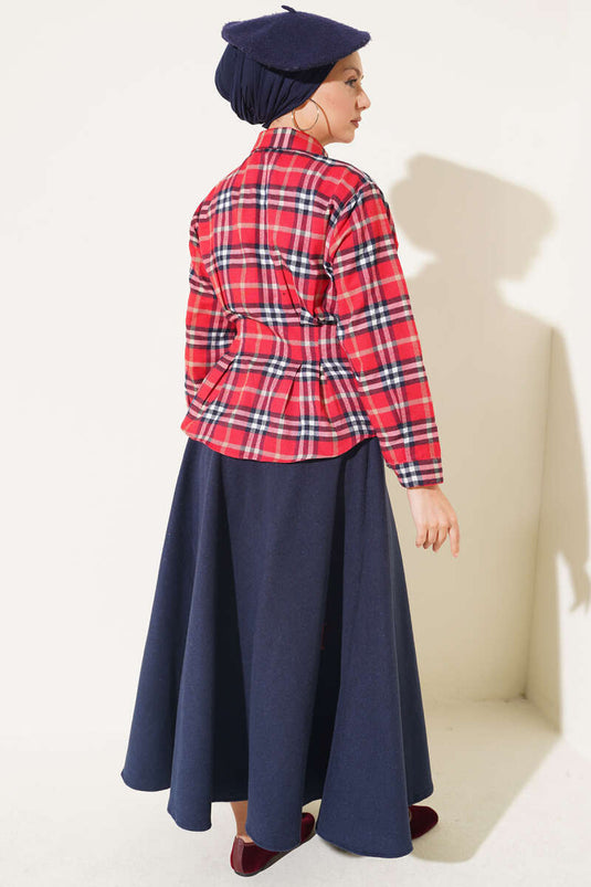 Camicia A Quadri Rossa Con Dettaglio A Nodo