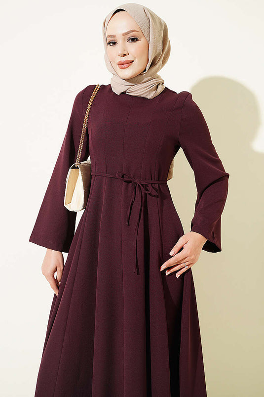 Robe À Nœud Détaillée En Prune
