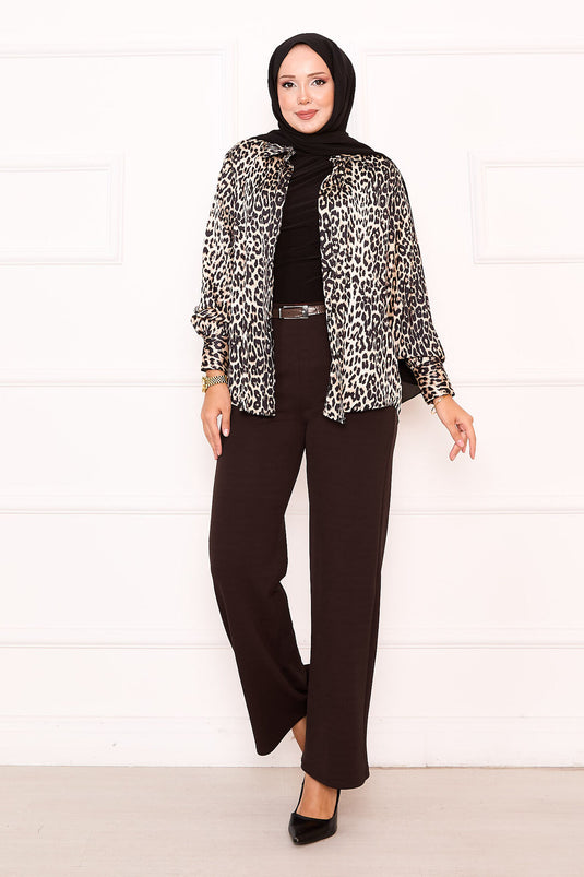 Detailed Palazzo Pants Coffee