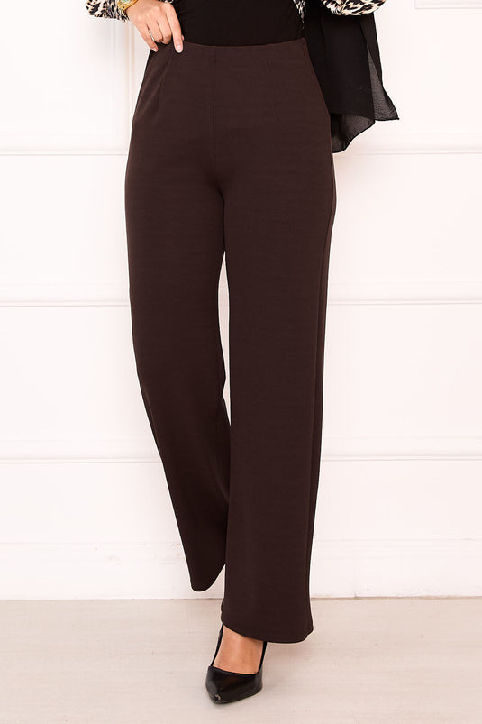 Detailed Palazzo Pants Coffee