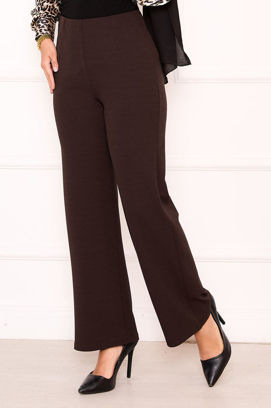 Detailed Palazzo Pants Coffee