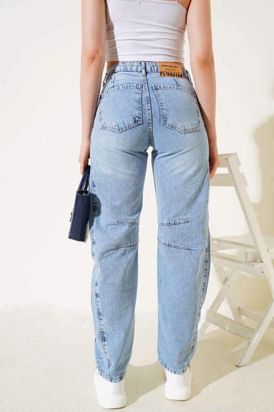 Jean ample à pinces, neige claire