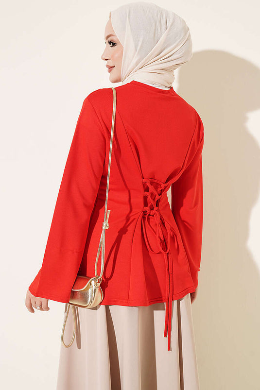 Rote Fransen Cross-String Tunika