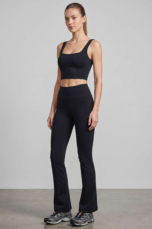 Pensli crop top à col carré noir