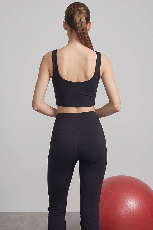 Pensli crop top à col carré noir