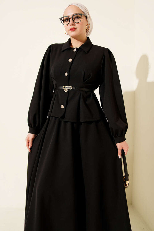 Ensemble deux pièces avec jupe à ceinture Pensli noir