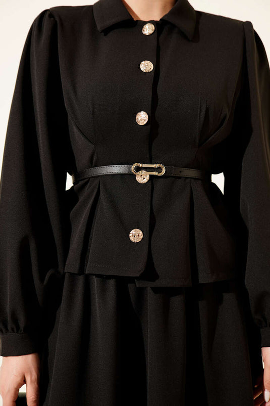 Ensemble deux pièces avec jupe à ceinture Pensli noir