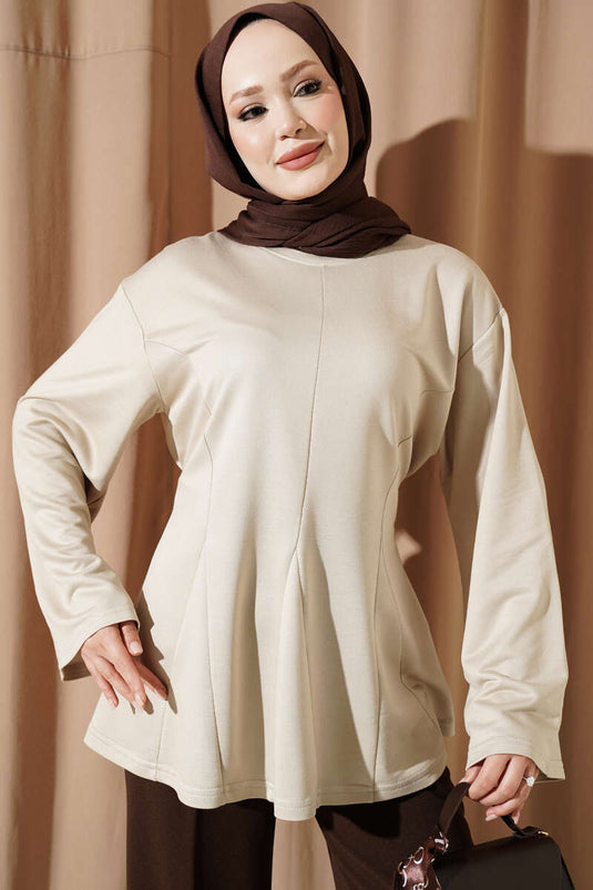 Tunique Beige À Franges Et À Nouer
