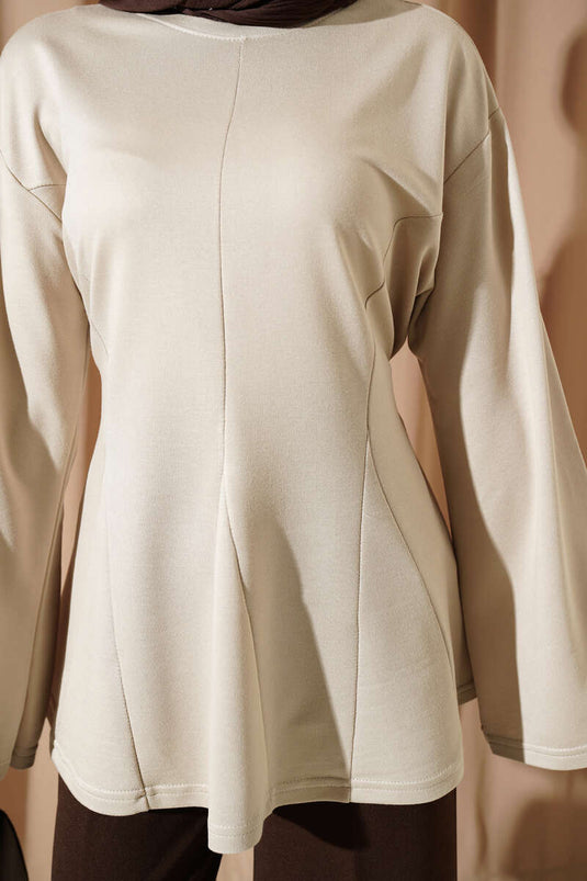 Tunique Beige À Franges Et À Nouer