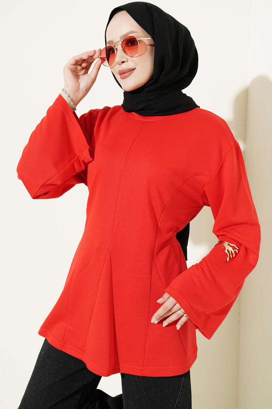 Tunique Rouge À Franges Et À Nouer