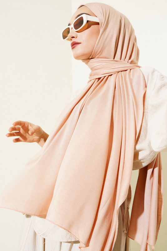 Châle en coton peigné couleur pêche