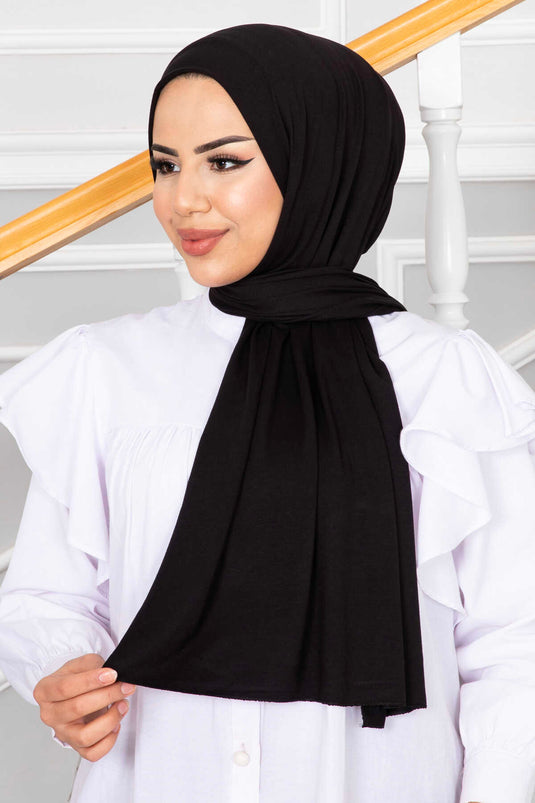 Châle Hijab en coton peigné 2230 noir