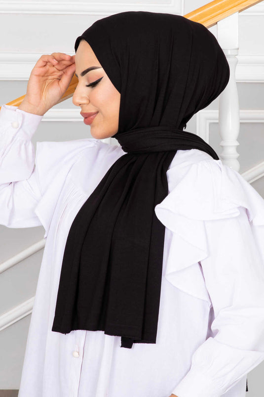 Châle Hijab en coton peigné 2230 noir