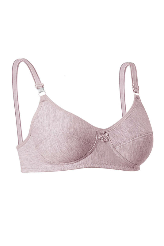 Soutien-gorge en coton peigné et éponge rose chiné
