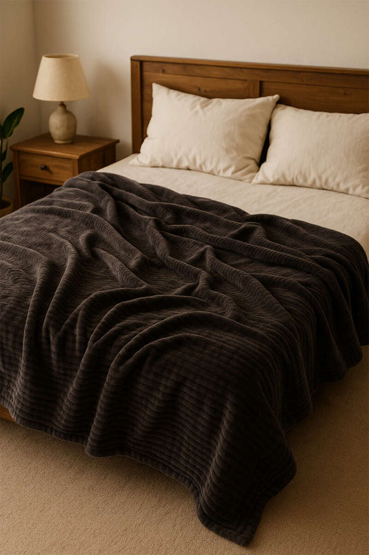 Couverture Polaire Double Taille Gris Fumé