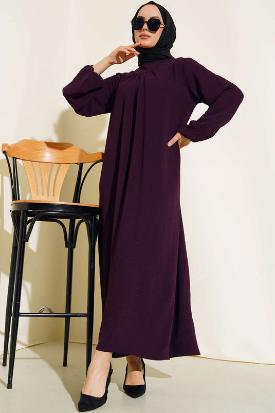 Robe Détail Plissée Violet