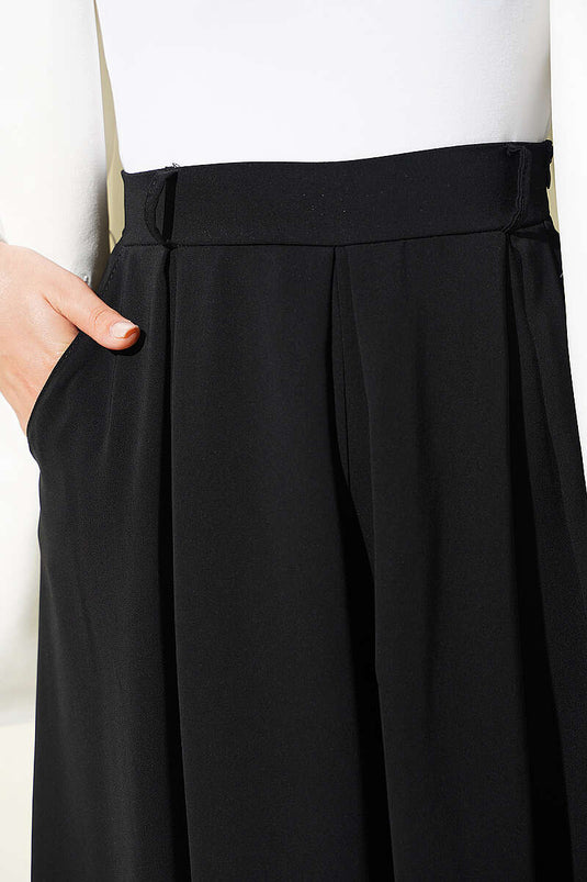 Schwarz Pile-Detail Weite Hose