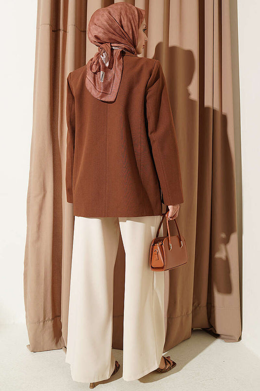 Pantalon Palazzo Beige À Détails En Peluche