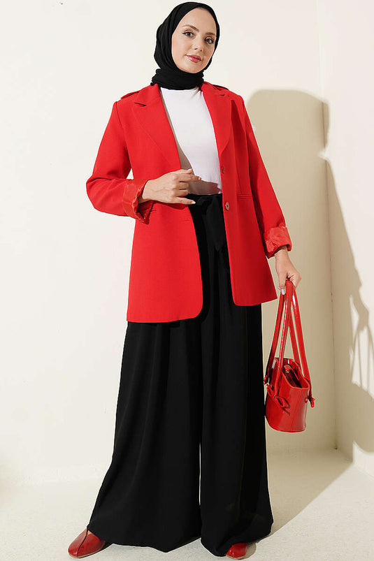 Schwarze Weitehose Mit Falten-Details