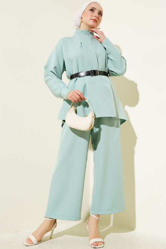 Pileli Kemerli Salaş İkili Takım Mint