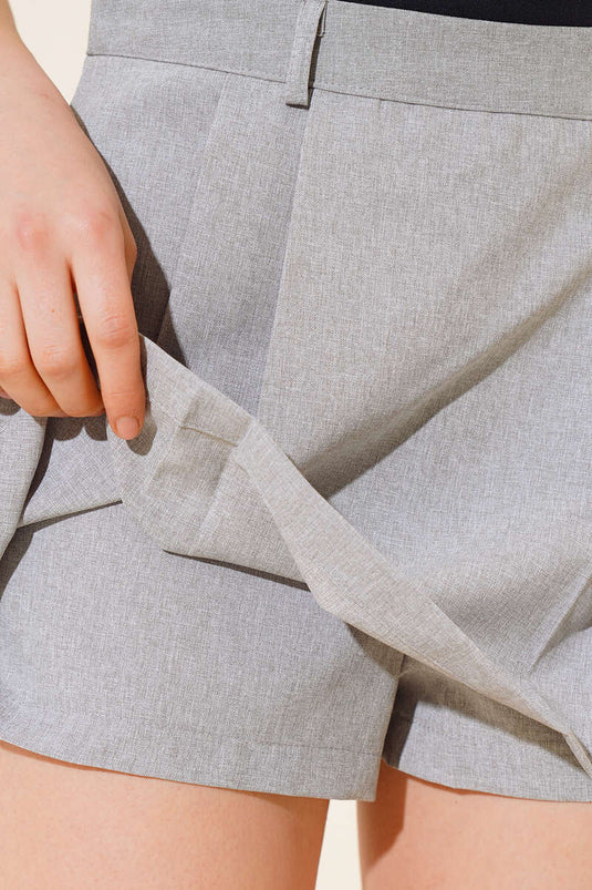 Geplooide mini-korte rok grijs