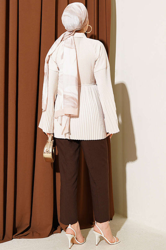 Pleated Rope Belt Shirt Stone