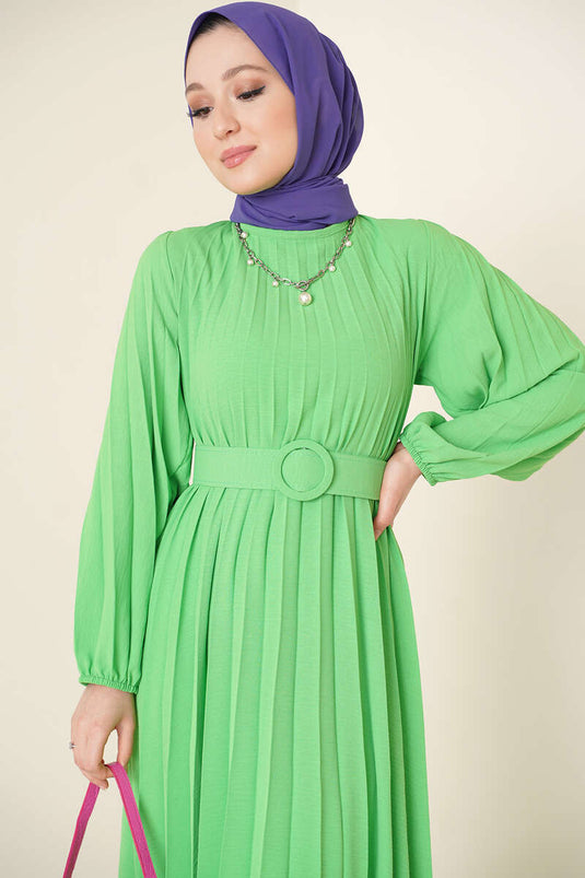 Robe Ayrobin Plissée Ceinturée Vert Pistache