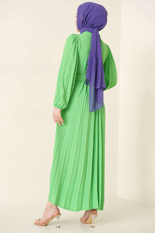 Robe Ayrobin Plissée Ceinturée Vert Pistache