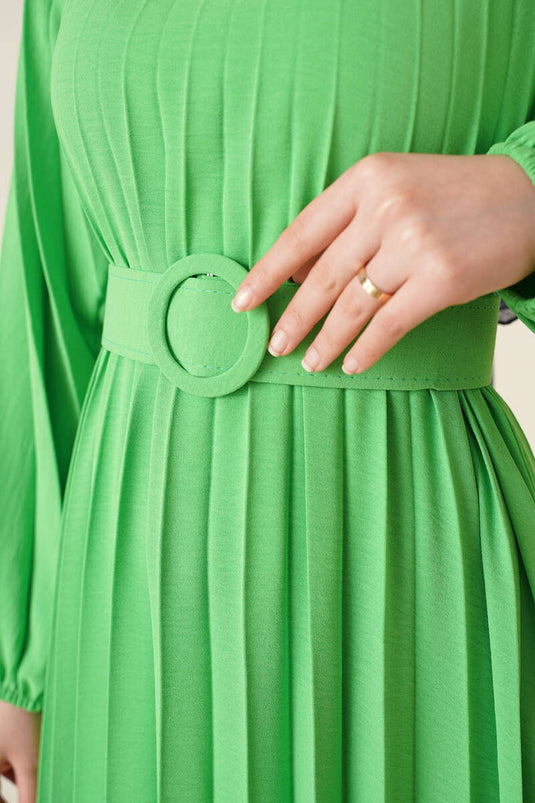 Robe Ayrobin Plissée Ceinturée Vert Pistache