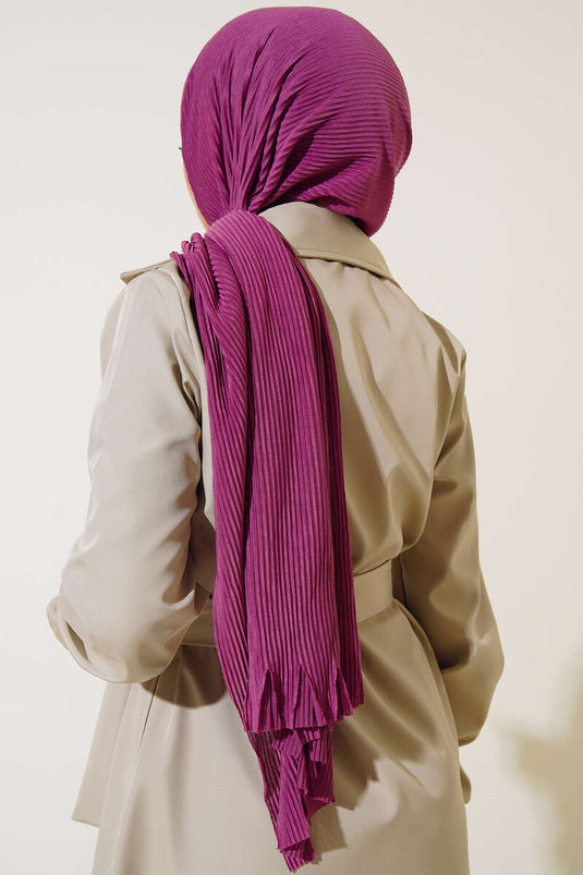 Pleated Practical Bone Scarf Fuchsia