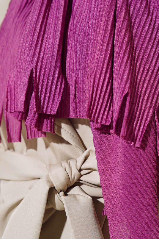 Pleated Practical Bone Scarf Fuchsia