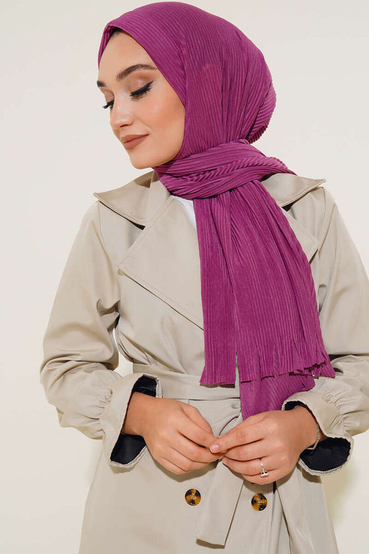 Pleated Practical Bone Scarf Fuchsia