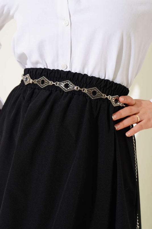 Pyramid Pattern Chain Belt Silver