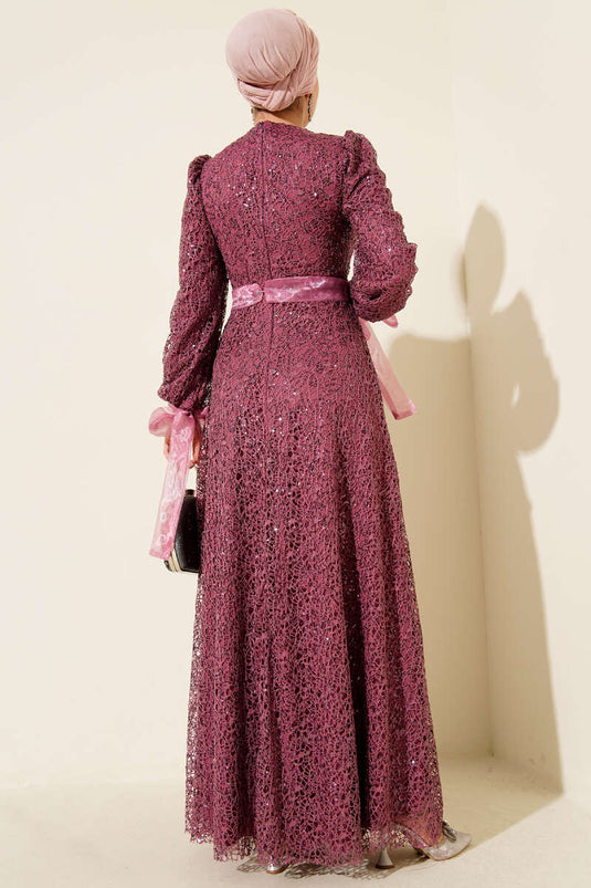 Sparkling Sequin Evening Dress Magenta