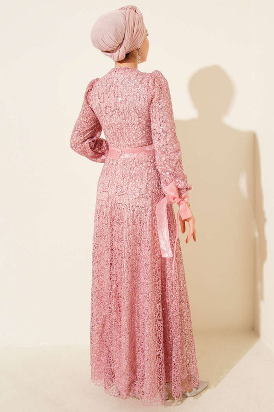 Sparkling Sequin Evening Dress Pink