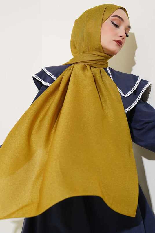 Pırıltı Soft Şal Yağ Yeşili