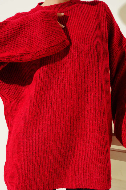 تونيك محبوك بأكتاف منخفضة منسوج من القمح الأحمر