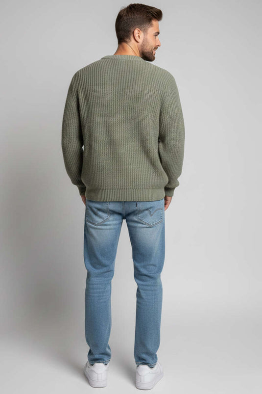 Suéter de punto de arroz para hombre en verde claro