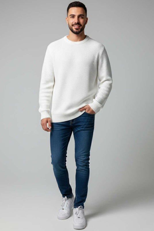 Pull homme Rice Stitch, écru