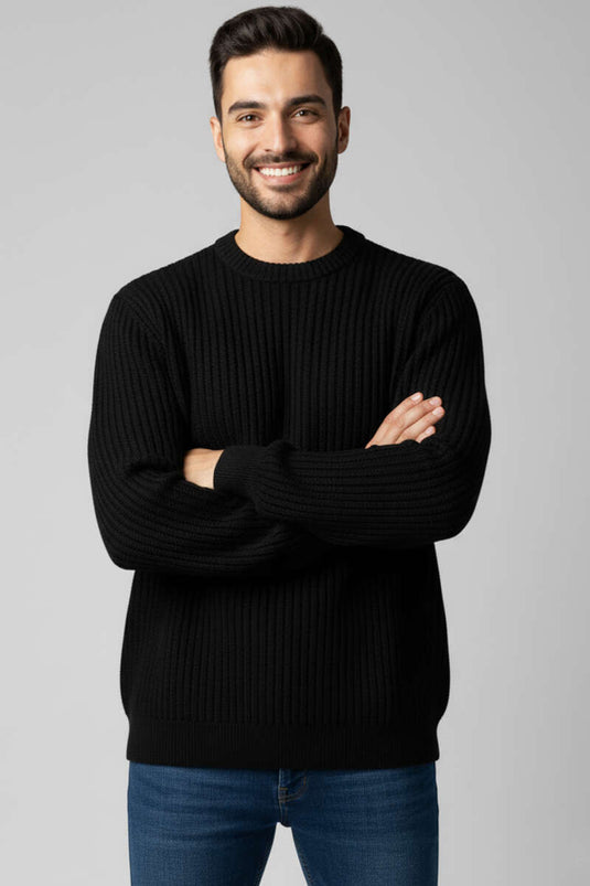 Pull homme Rice Stitch, noir