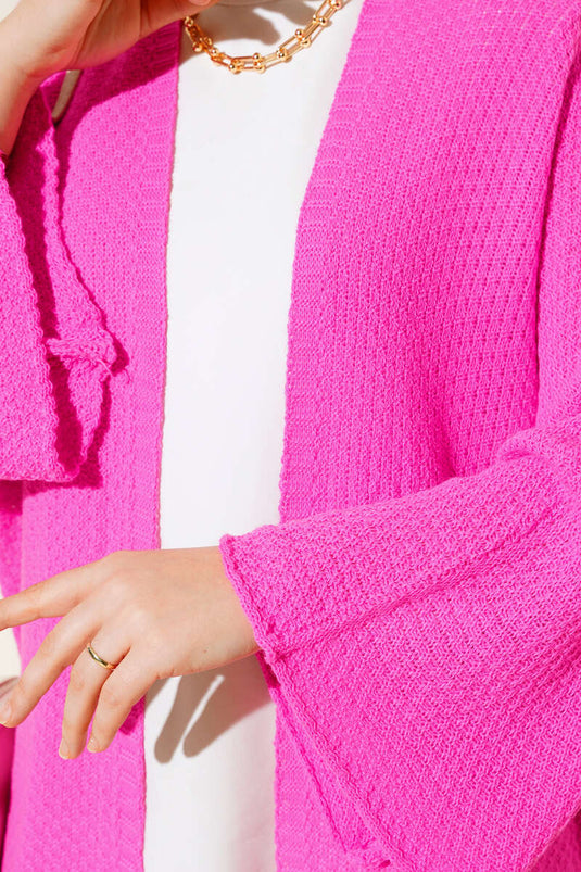 Cardigan tricoté à manches chauve-souris Rice Fuchsia